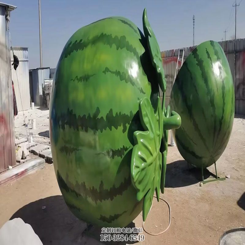 西瓜雕塑抽象 园林瓜果雕塑摆件订做 园林雕塑摆件订做