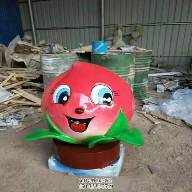 企业水蜜桃雕塑 景观艺术水果雕塑承接 商场果蔬雕塑常用