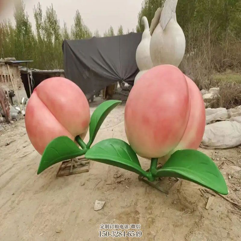 社区水蜜桃雕塑 户外水果雕塑摆放精选 景区果蔬雕塑优选