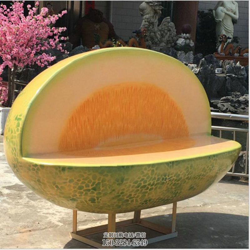 民俗哈密瓜雕塑 景观小品水果雕塑供需 各类果蔬雕塑标准