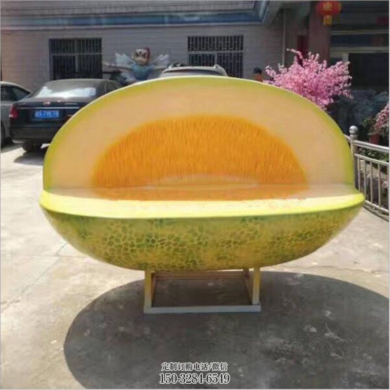 企业哈密瓜雕塑 景观艺术水果雕塑承接 商场果蔬雕塑常用
