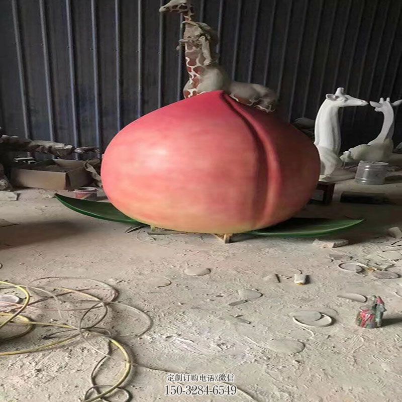 抽象寿桃雕塑 景观小品水果雕塑供需 广场雕塑供求