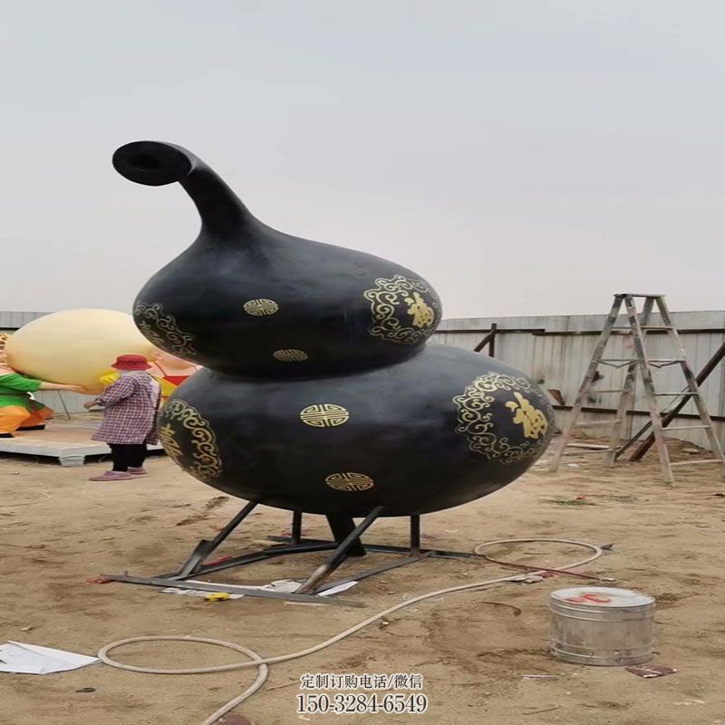 酒店葫芦雕塑 雕塑定制预定 园林玻璃钢葫芦雕塑摆件订做